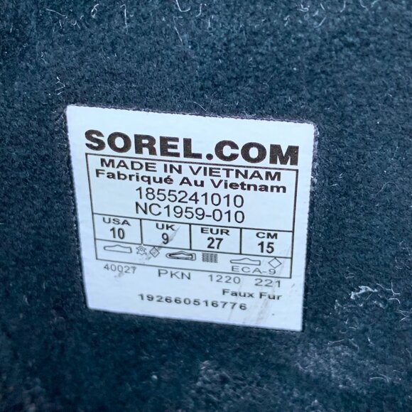 SOREL 1964 Pac Snow Boots Kids 10 27 Faux Fur Black Waterproof Winter Boot Suede - Picture 10 of 14